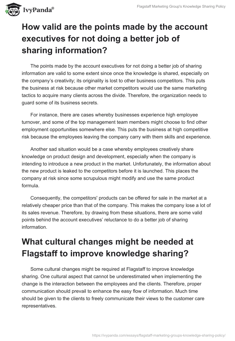 Flagstaff Marketing Group's Knowledge Sharing Policy. Page 2