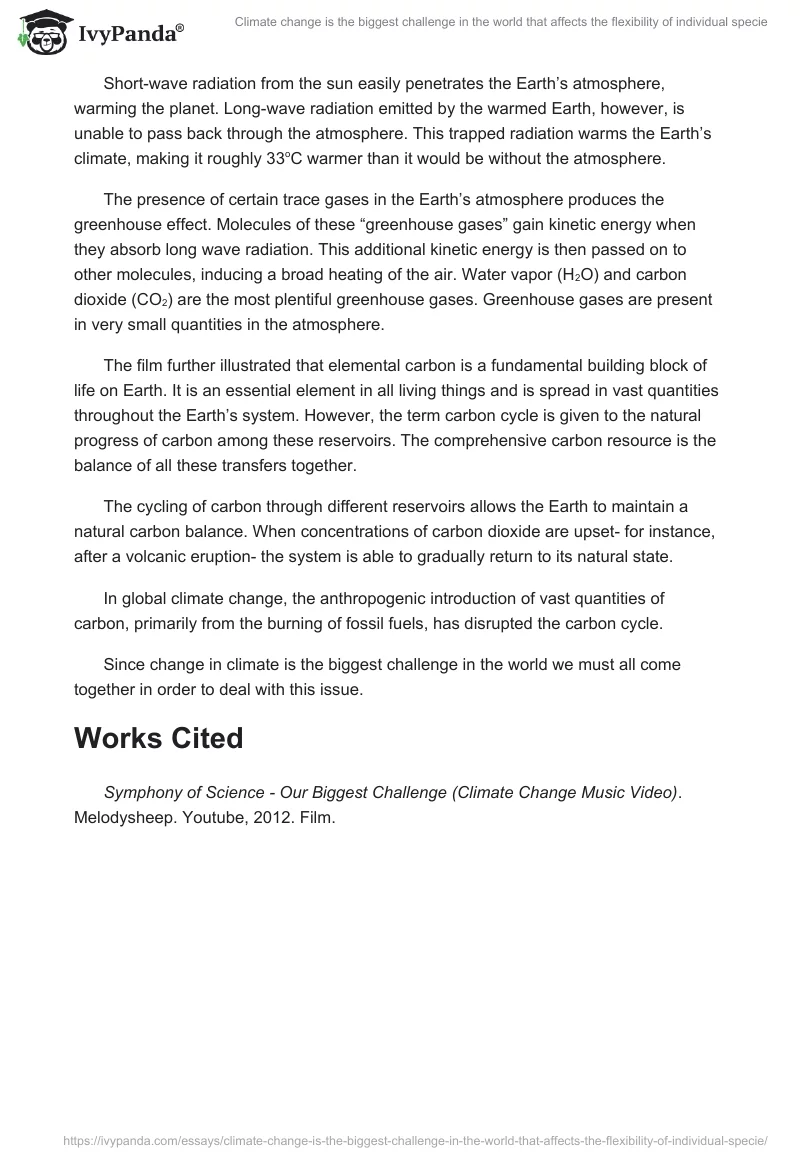 Climate Change Is the Biggest Challenge in the World That Affects the Flexibility of Individual Specie. Page 2