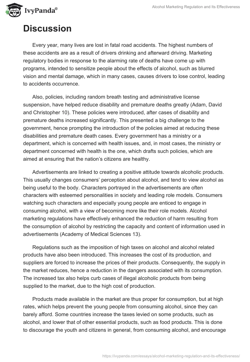 Alcohol Marketing Regulation and Its Effectiveness. Page 2
