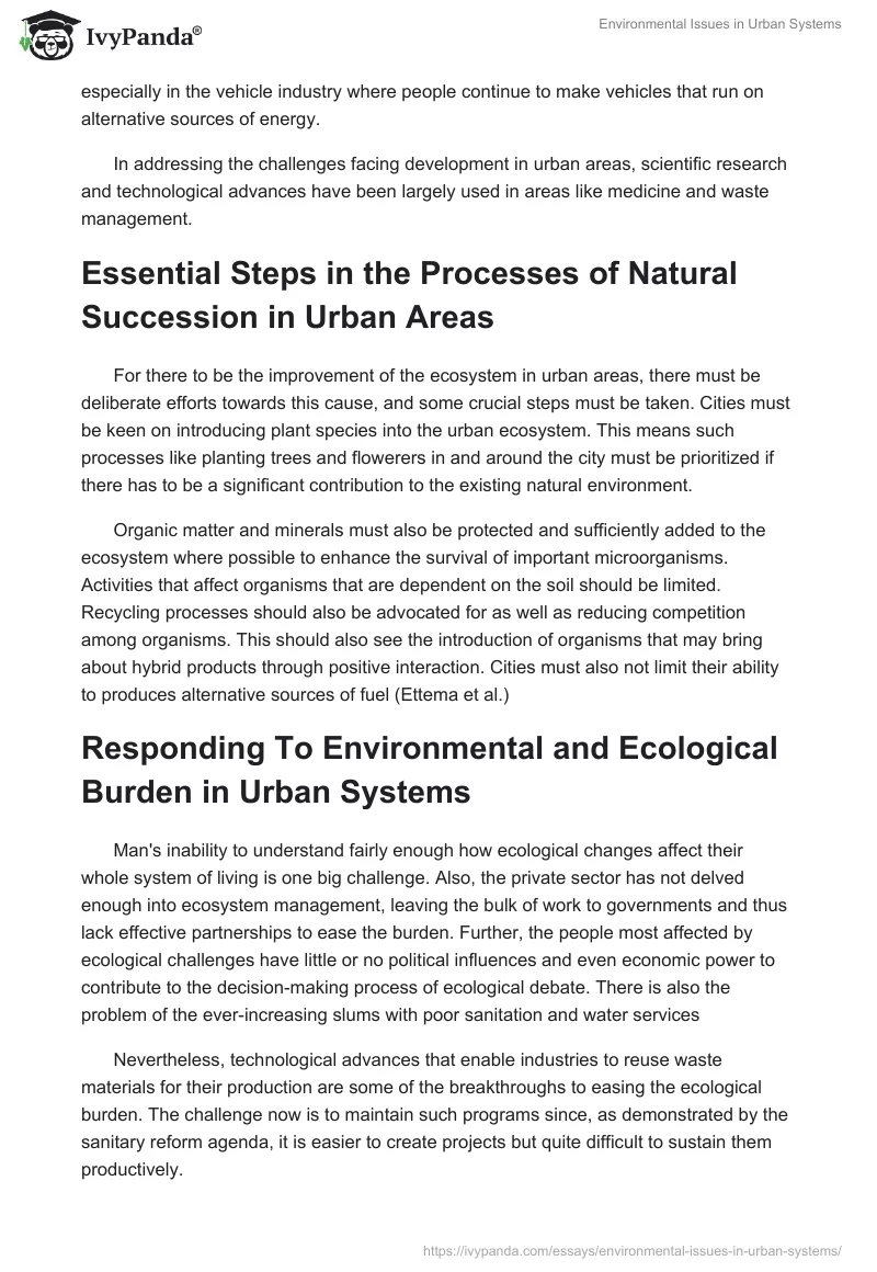 Environmental Issues in Urban Systems. Page 3