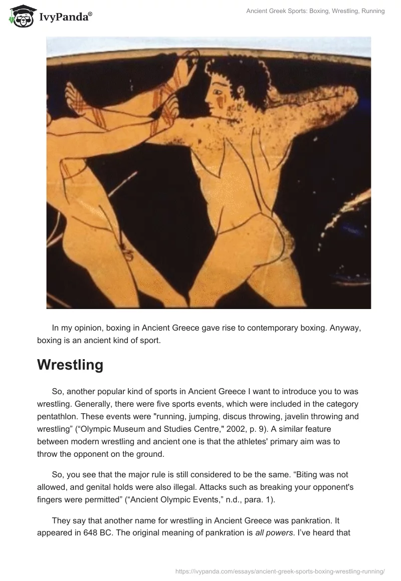 Ancient Greek Sports: Boxing, Wrestling, Running. Page 5