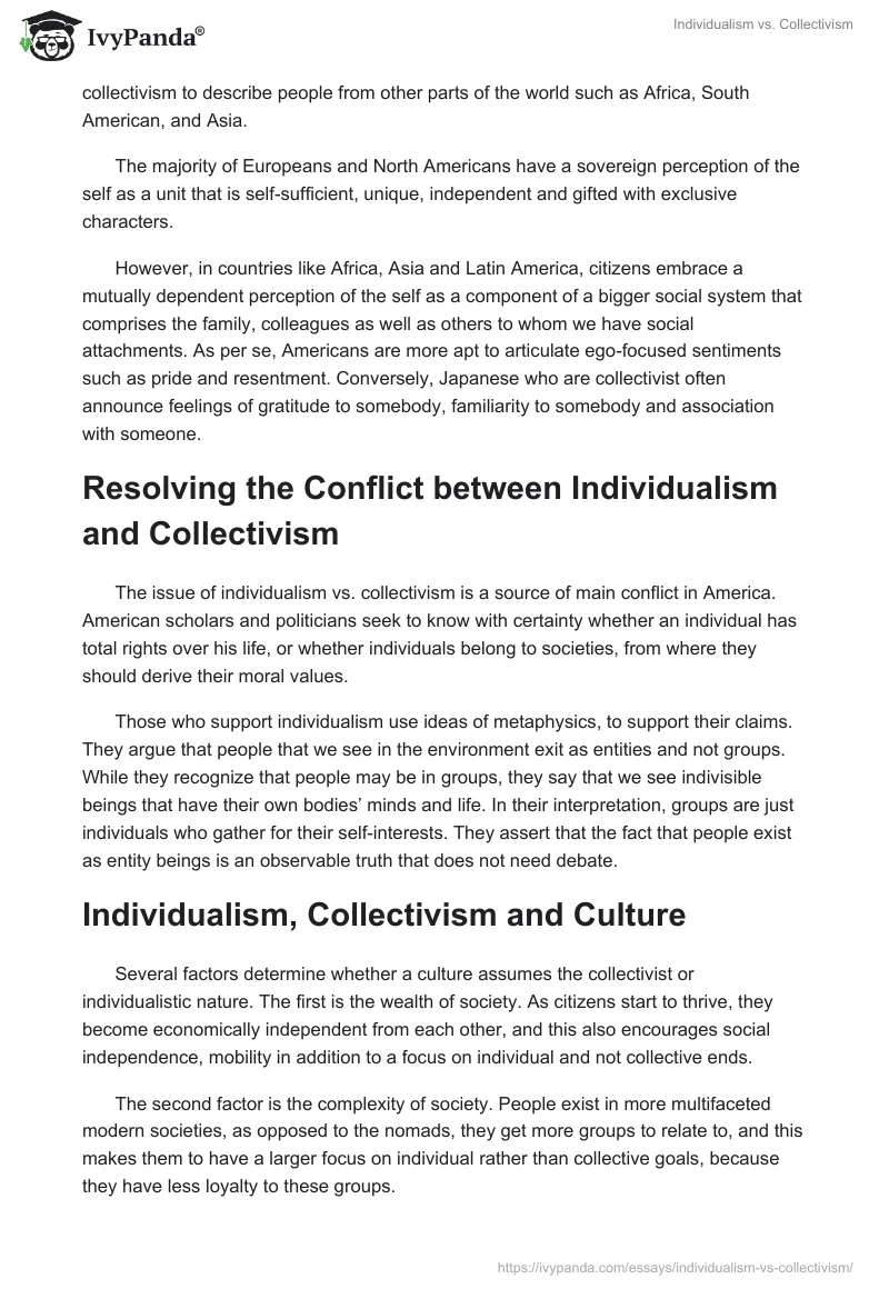 Individualism vs. Collectivism. Page 2