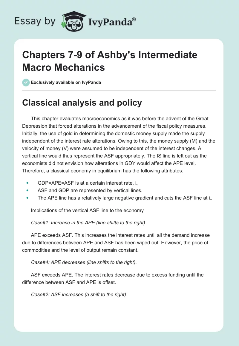 Chapters 7-9 of Ashby's "Intermediate Macro Mechanics". Page 1