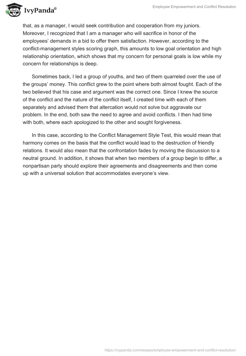 Employee Empowerment and Conflict Resolution. Page 2