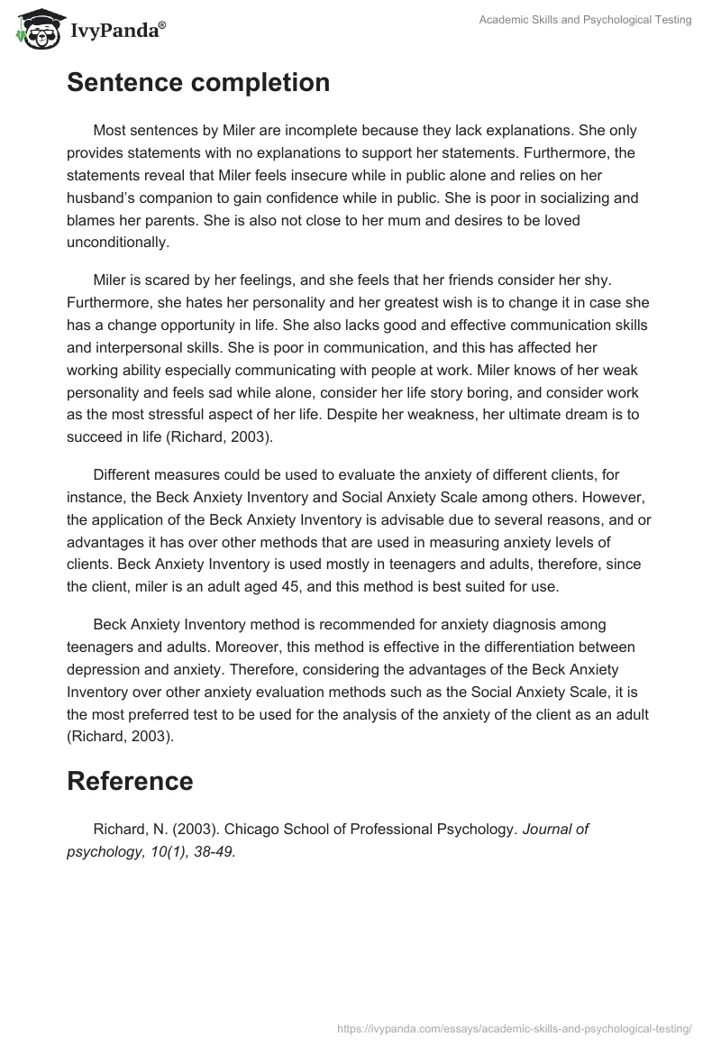 Academic Skills and Psychological Testing. Page 4