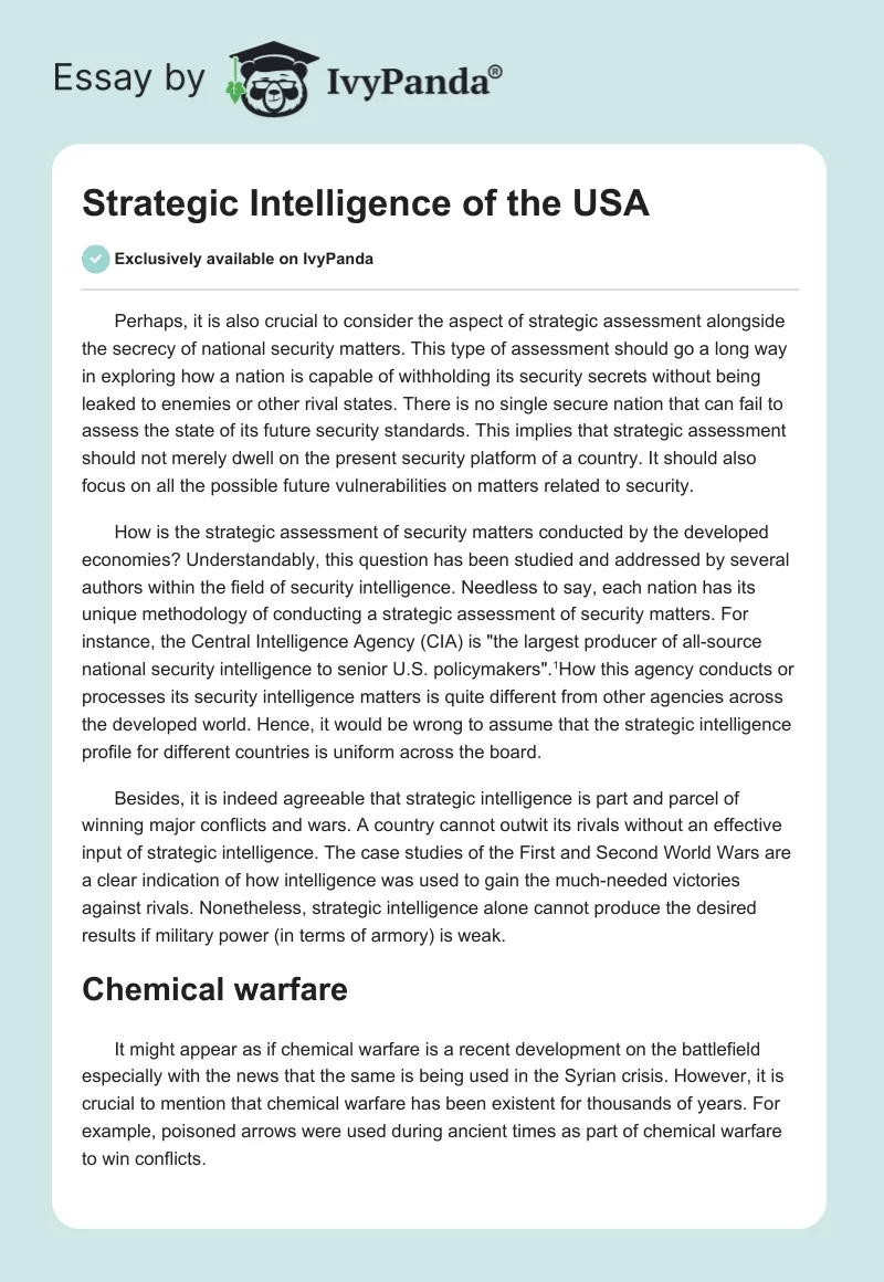 Strategic Intelligence of the USA. Page 1