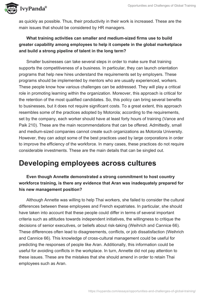 Opportunities and Challenges of Global Training. Page 2