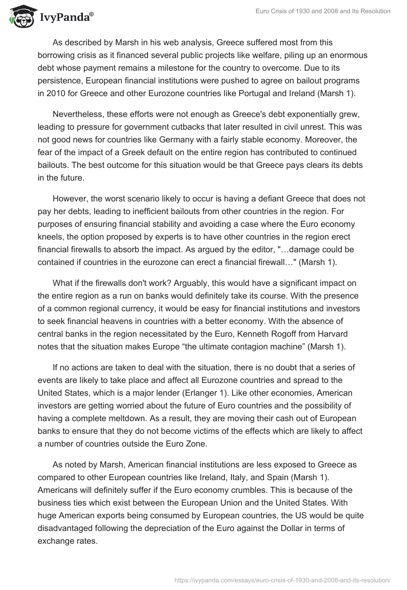 Euro Crisis of 1930 and 2008 and Its Resolution. Page 2