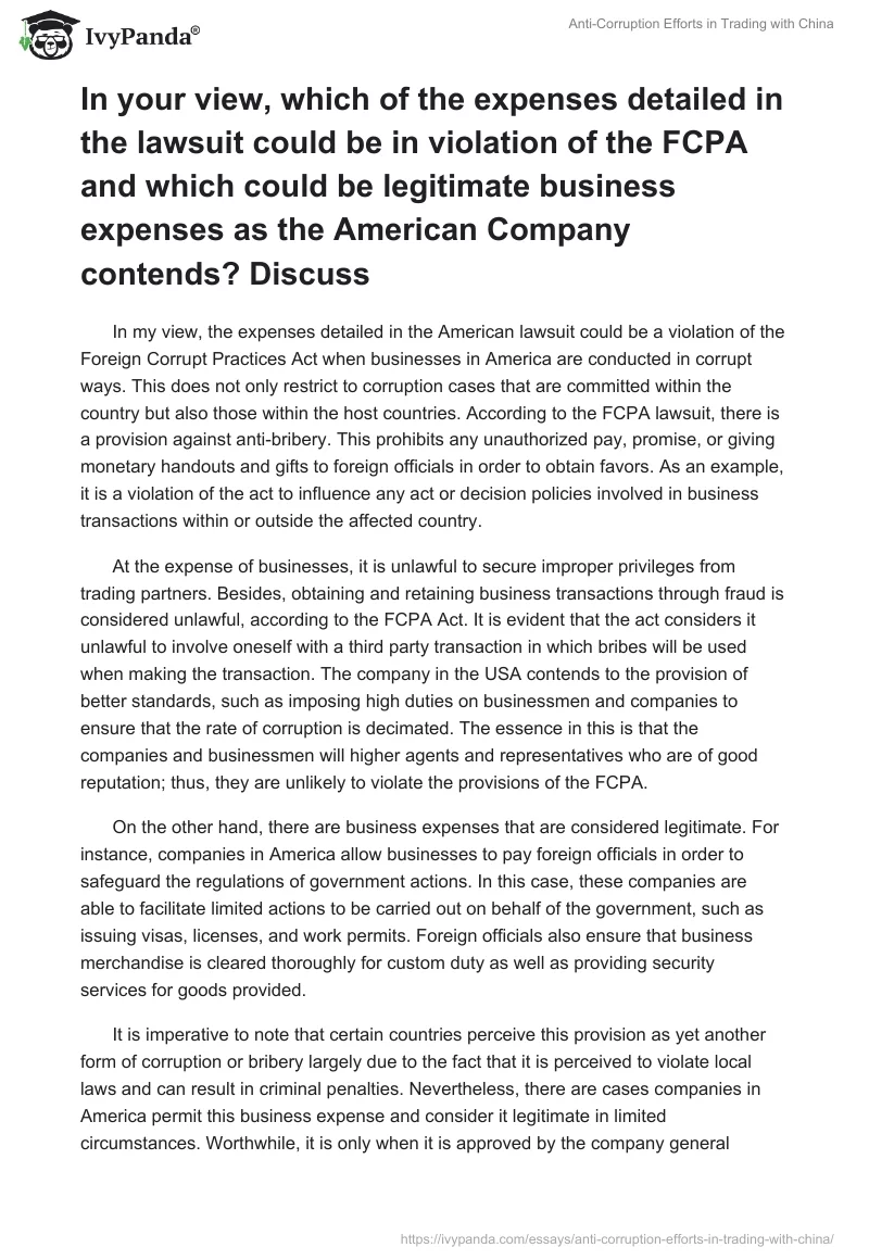 Anti-Corruption Efforts in Trading With China. Page 5