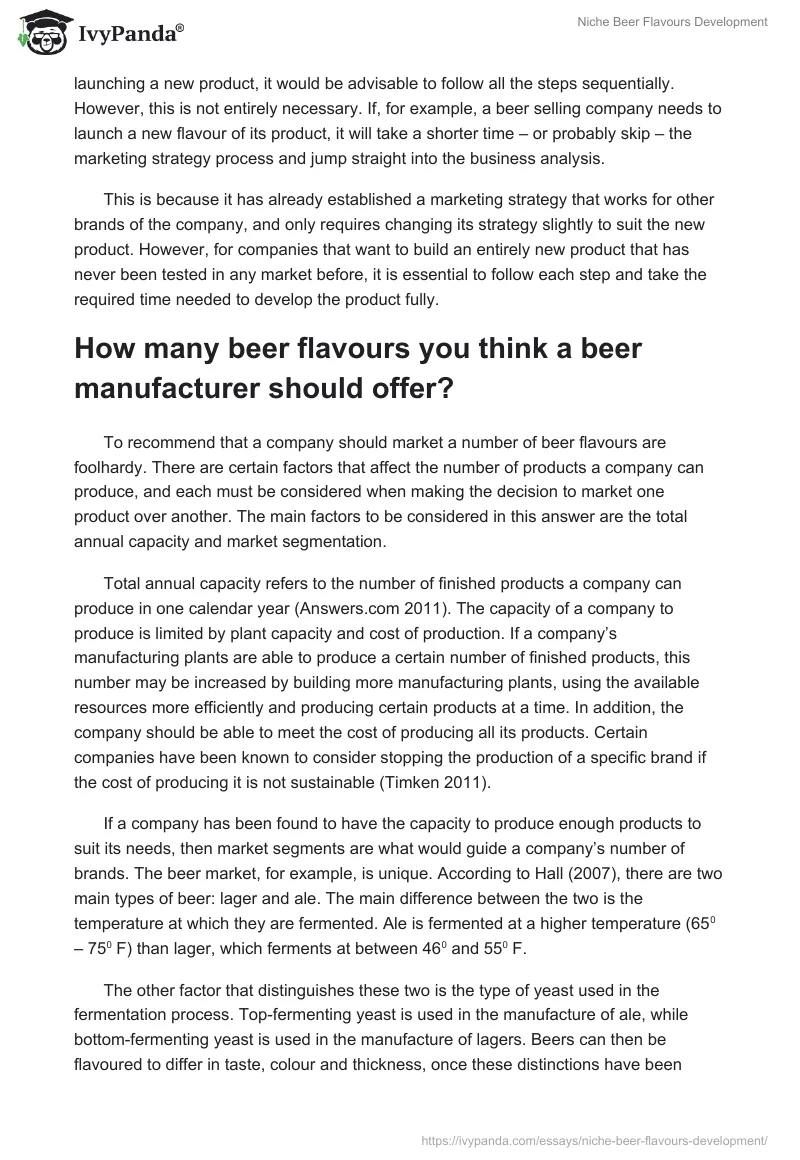 Niche Beer Flavours Development. Page 2