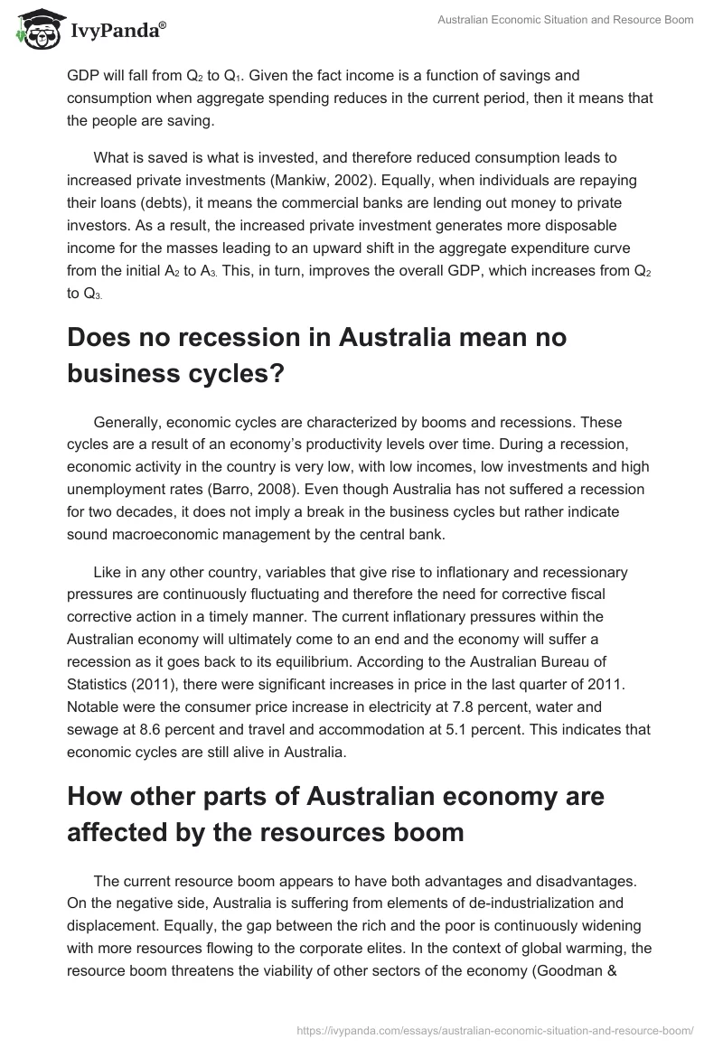 Australian Economic Situation and Resource Boom. Page 3
