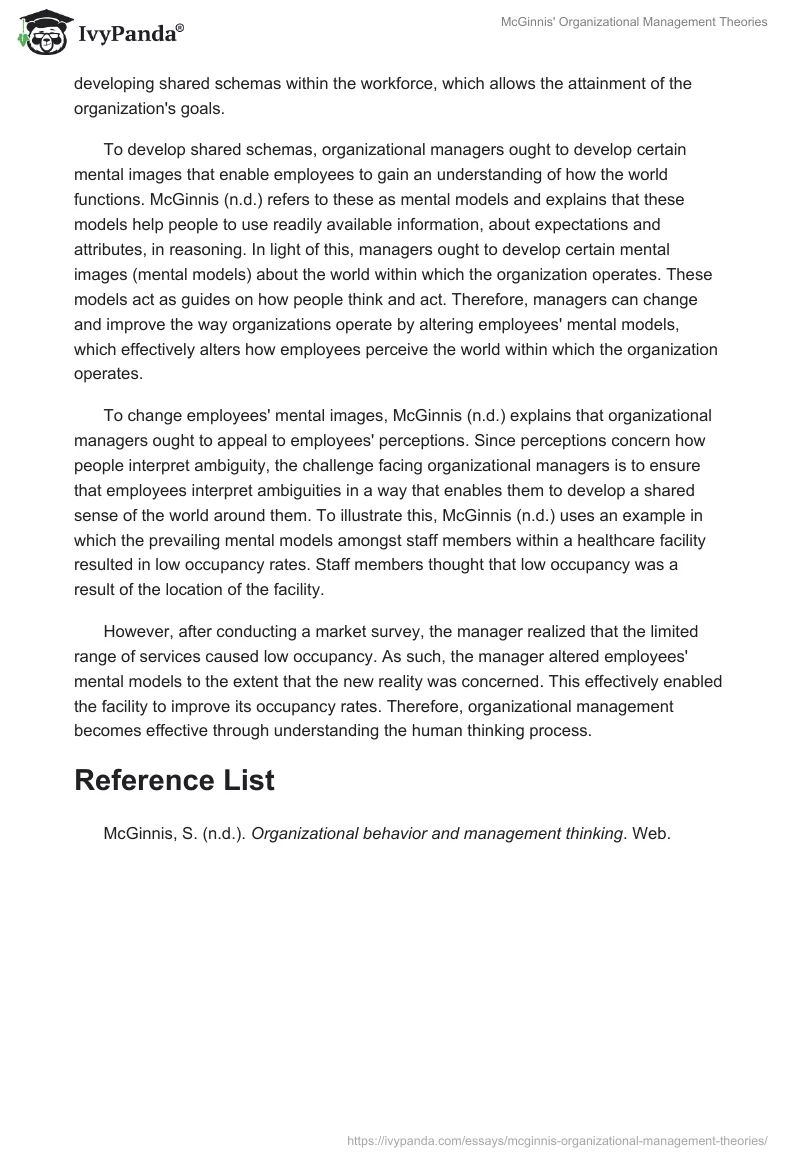McGinnis' Organizational Management Theories. Page 2