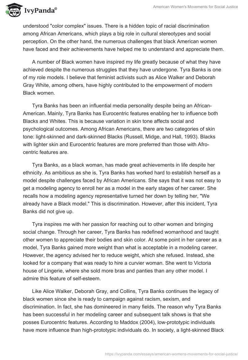 American Women's Movements for Social Justice. Page 2
