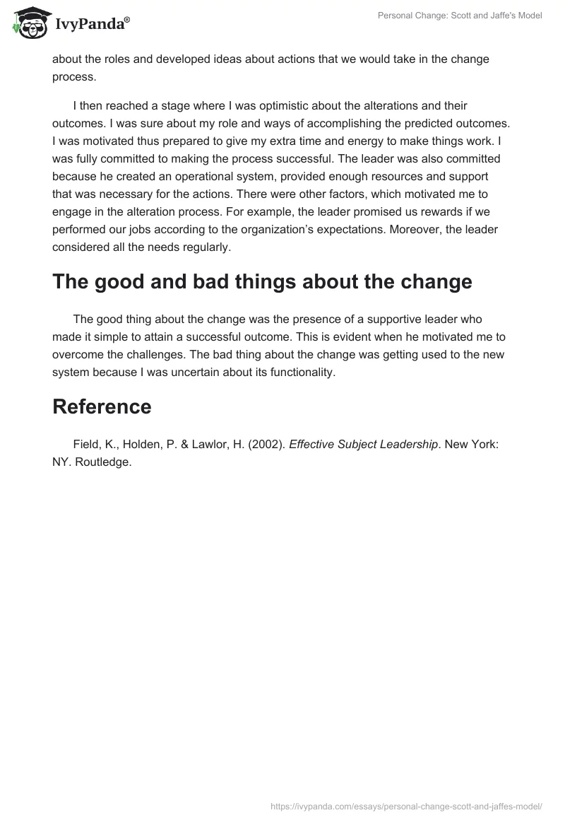 Personal Change: Scott and Jaffe's Model. Page 2