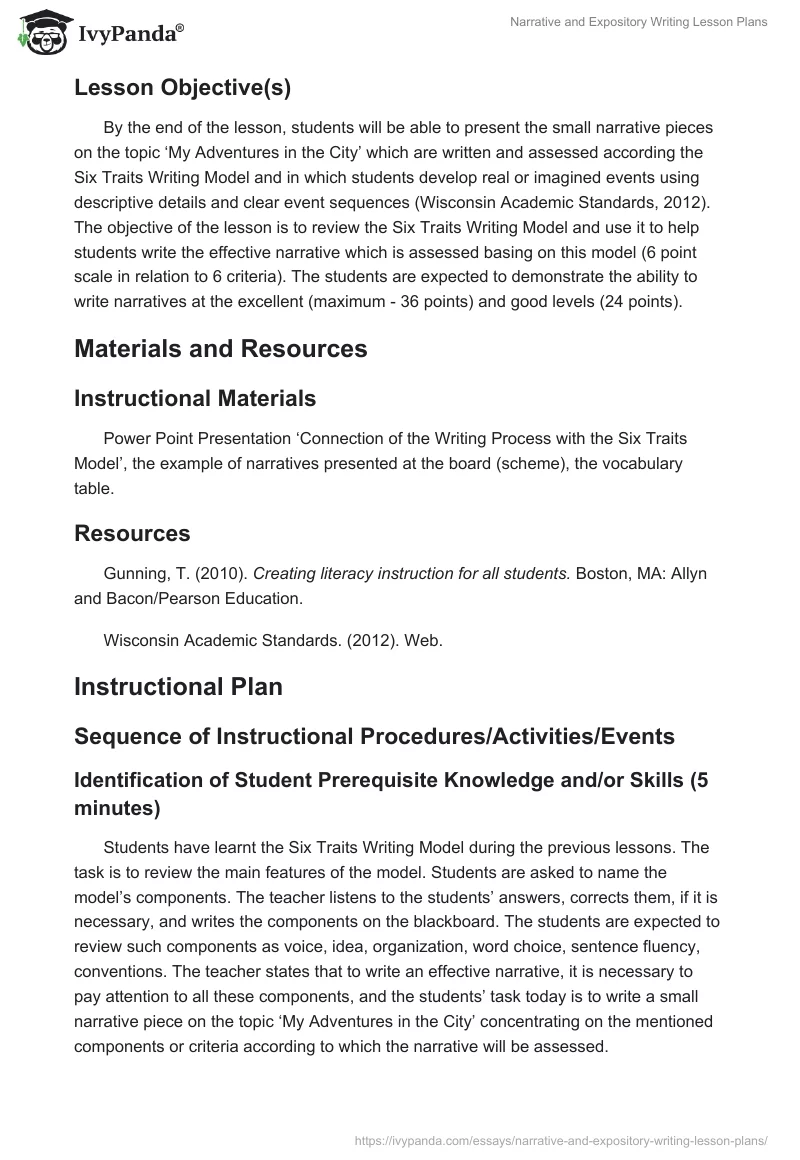Narrative and Expository Writing Lesson Plans. Page 2