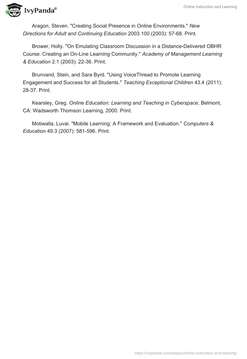 Online Instruction and Learning. Page 3