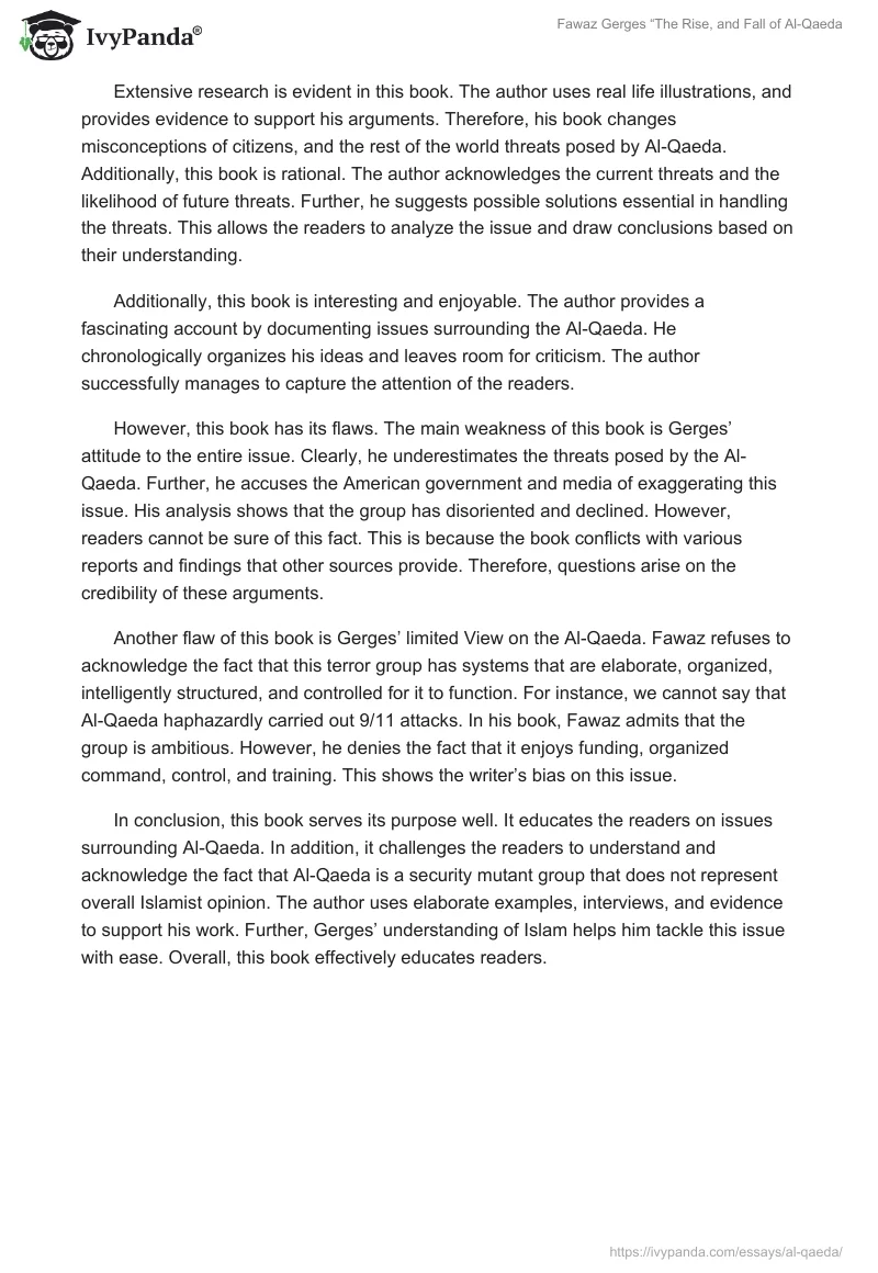 Fawaz Gerges “The Rise, and Fall of Al-Qaeda". Page 3