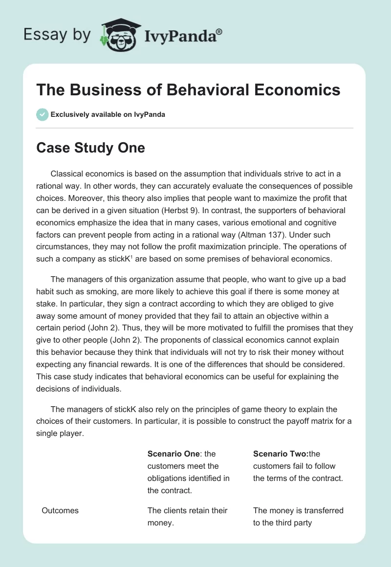 The Business of Behavioral Economics. Page 1