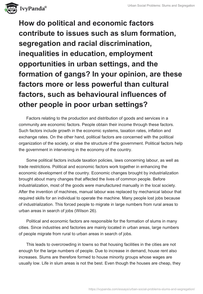 Urban Social Problems: Slums and Segregation. Page 4