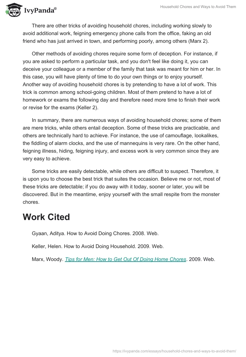 Household Chores and Ways to Avoid Them. Page 3
