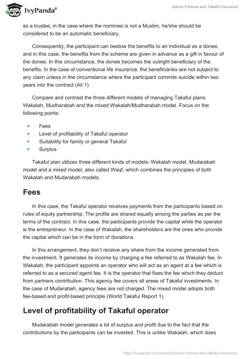 Islamic Finance and Takaful Insurance. Page 5