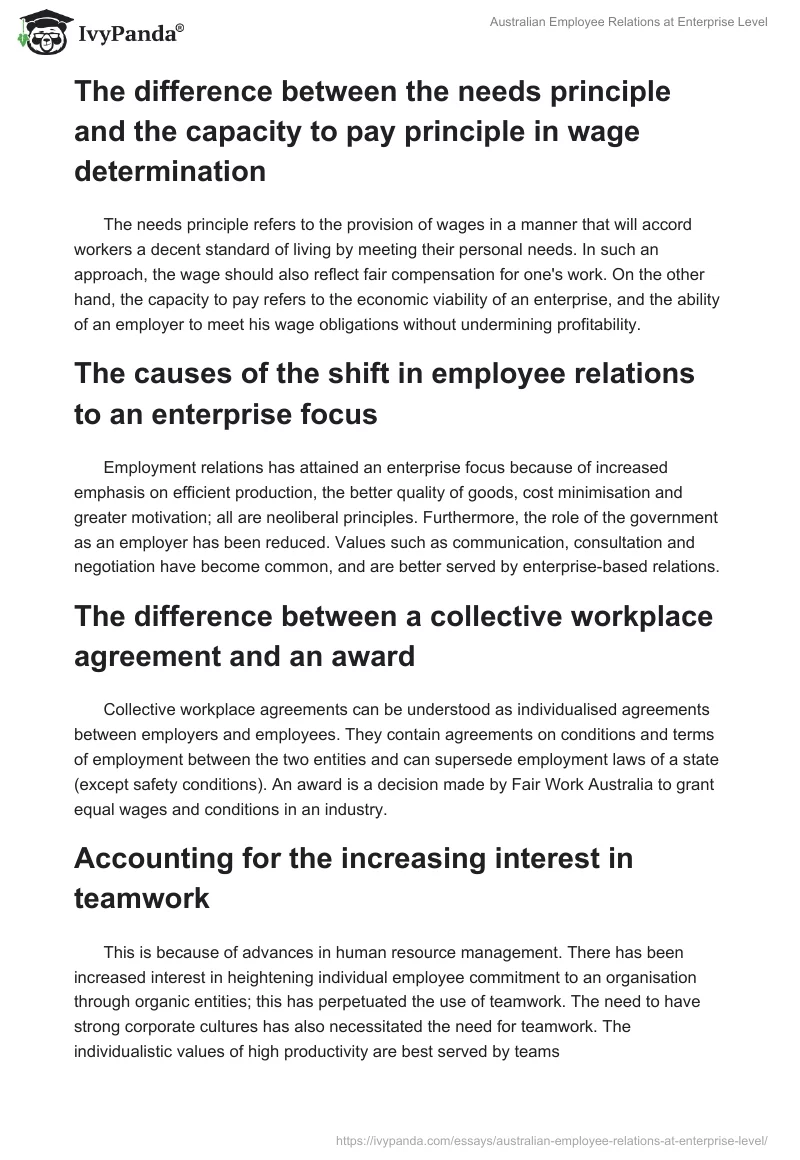 Australian Employee Relations at Enterprise Level. Page 2