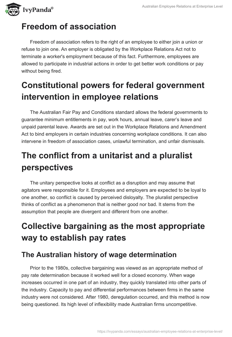 Australian Employee Relations at Enterprise Level. Page 3