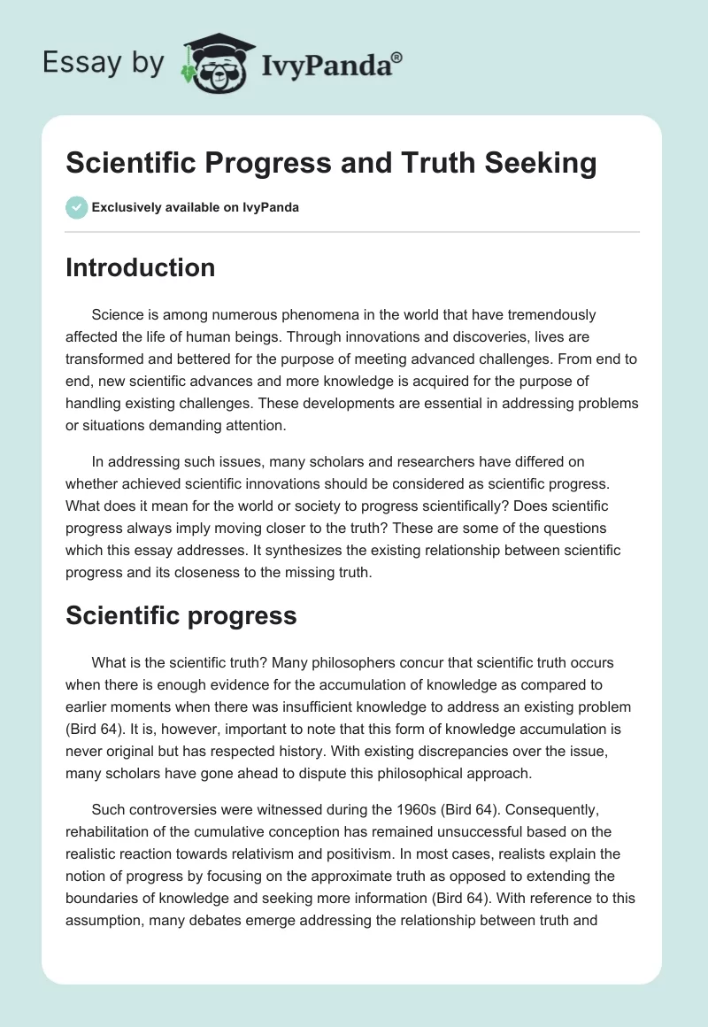 Scientific Progress and Truth Seeking. Page 1