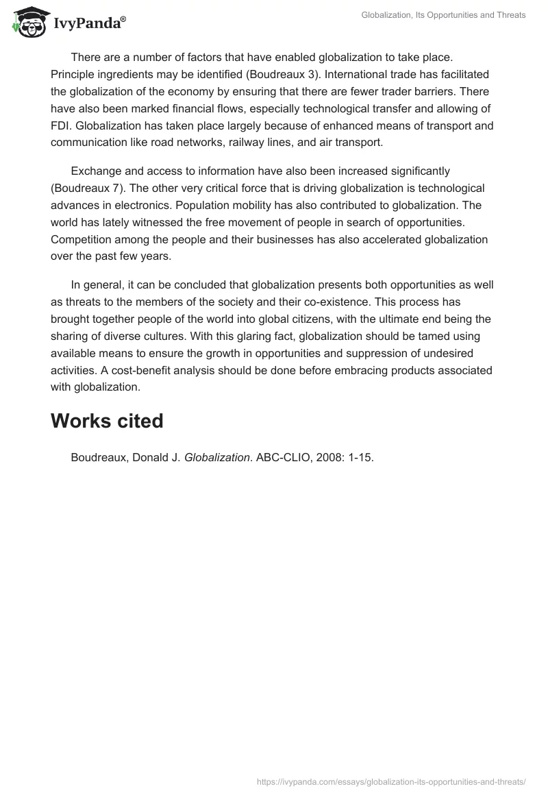 Globalization, Its Opportunities and Threats. Page 2