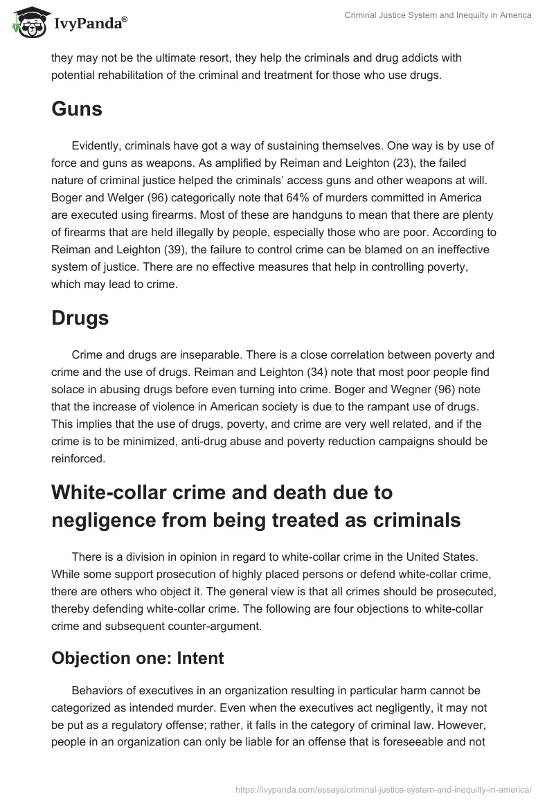 Criminal Justice System and Inequilty in America. Page 2