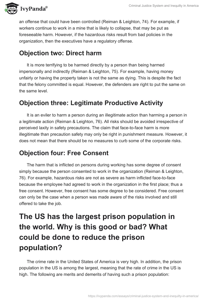 Criminal Justice System and Inequilty in America. Page 3