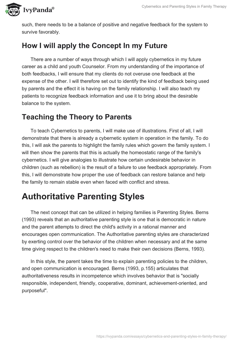Cybernetics and Parenting Styles in Family Therapy. Page 2