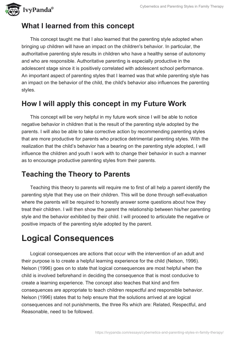 Cybernetics and Parenting Styles in Family Therapy. Page 3