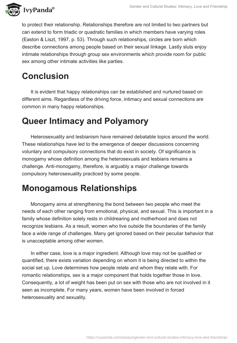 Gender and Cultural Studies: Intimacy, Love and Friendship. Page 2
