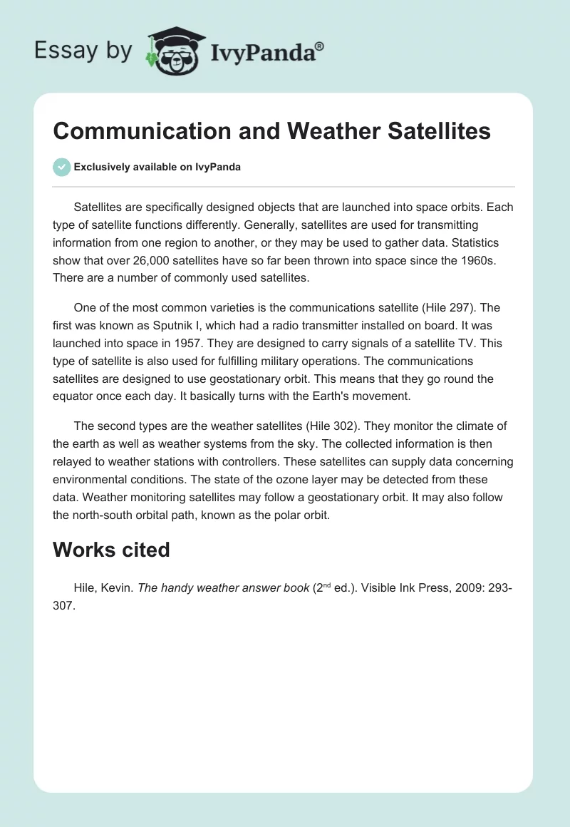 Communication and Weather Satellites. Page 1