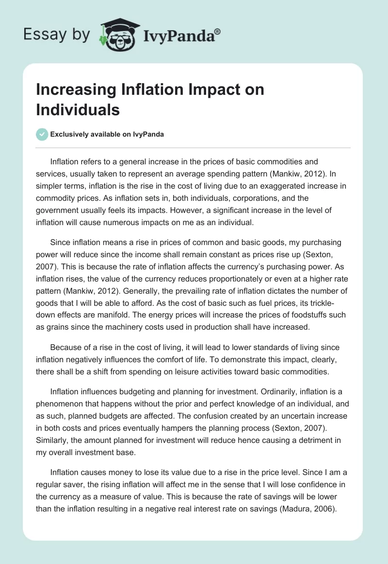 Increasing Inflation Impact on Individuals. Page 1