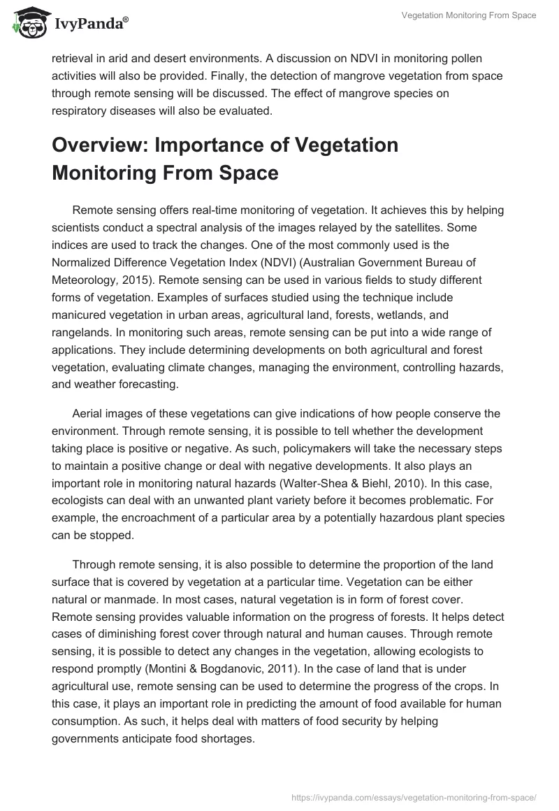 Vegetation Monitoring From Space. Page 2
