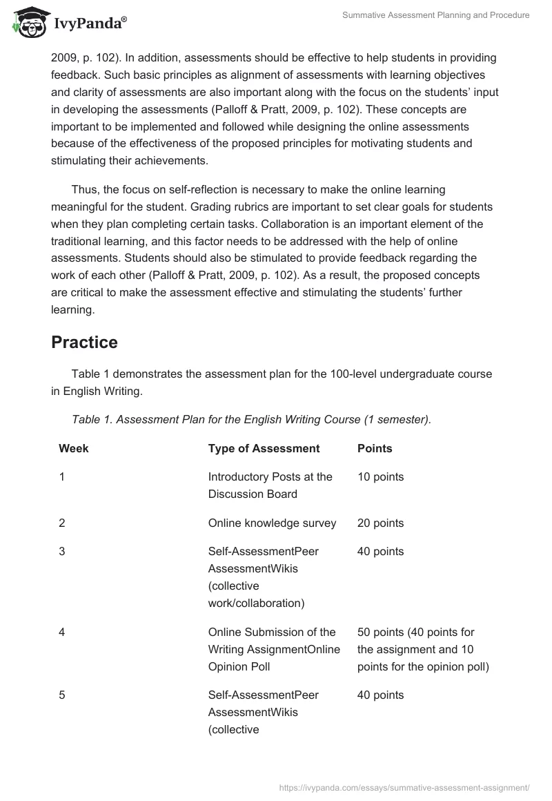 Summative Assessment Planning and Procedure. Page 3
