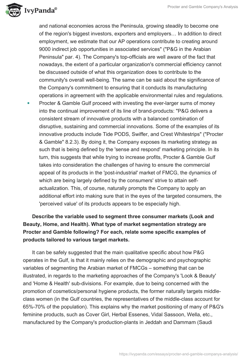Procter and Gamble Company's Analysis. Page 3