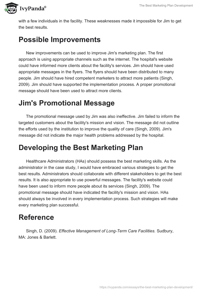 The Best Marketing Plan Development. Page 2