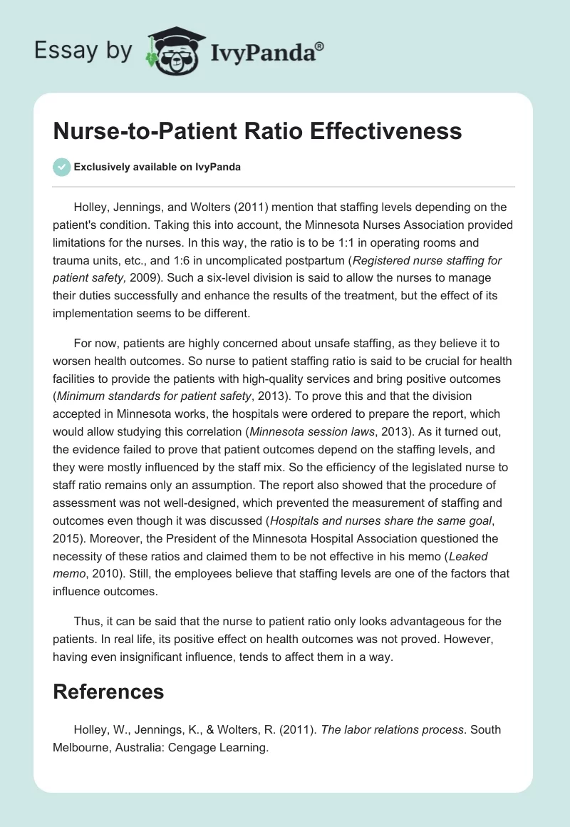 Nurse-to-Patient Ratio Effectiveness. Page 1