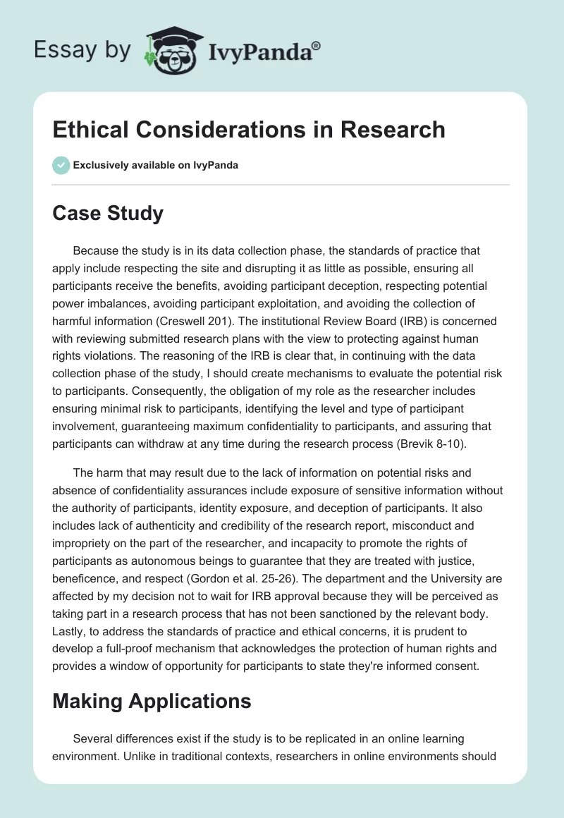 Ethical Considerations in Research. Page 1