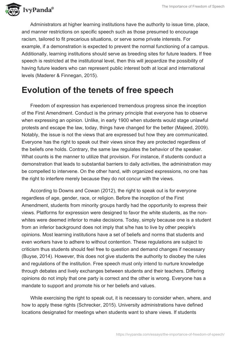 The Importance of Freedom of Speech. Page 2