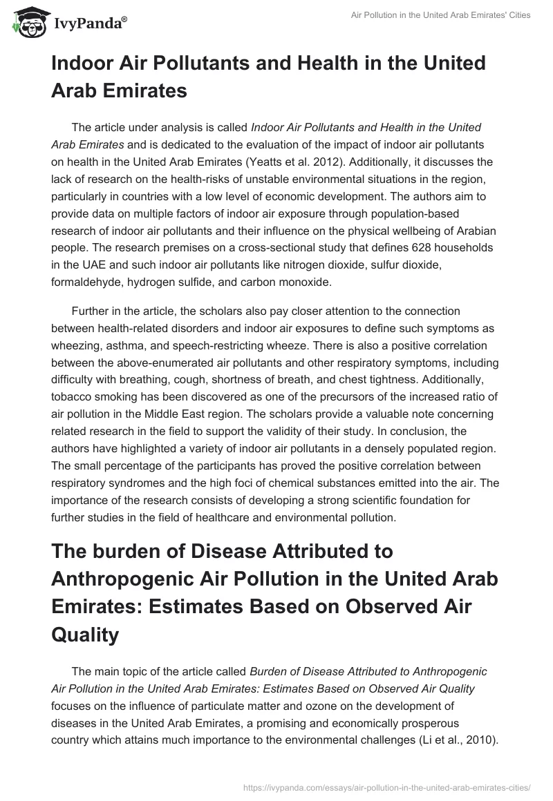 Air Pollution in the United Arab Emirates' Cities. Page 2