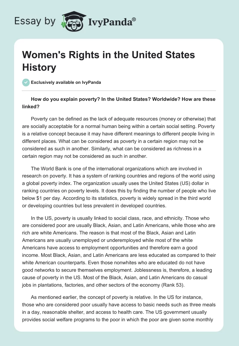 Women's Rights in the United States History. Page 1