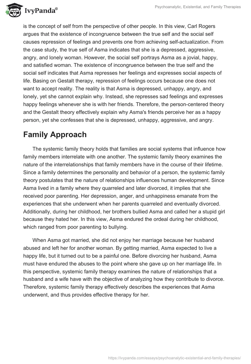 Psychoanalytic, Existential, and Family Therapies. Page 4