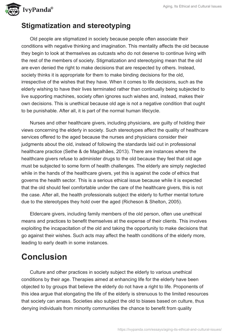 Aging, Its Ethical and Cultural Issues. Page 3