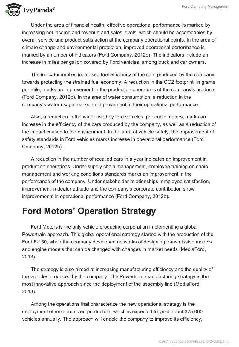 Ford Company Management. Page 4