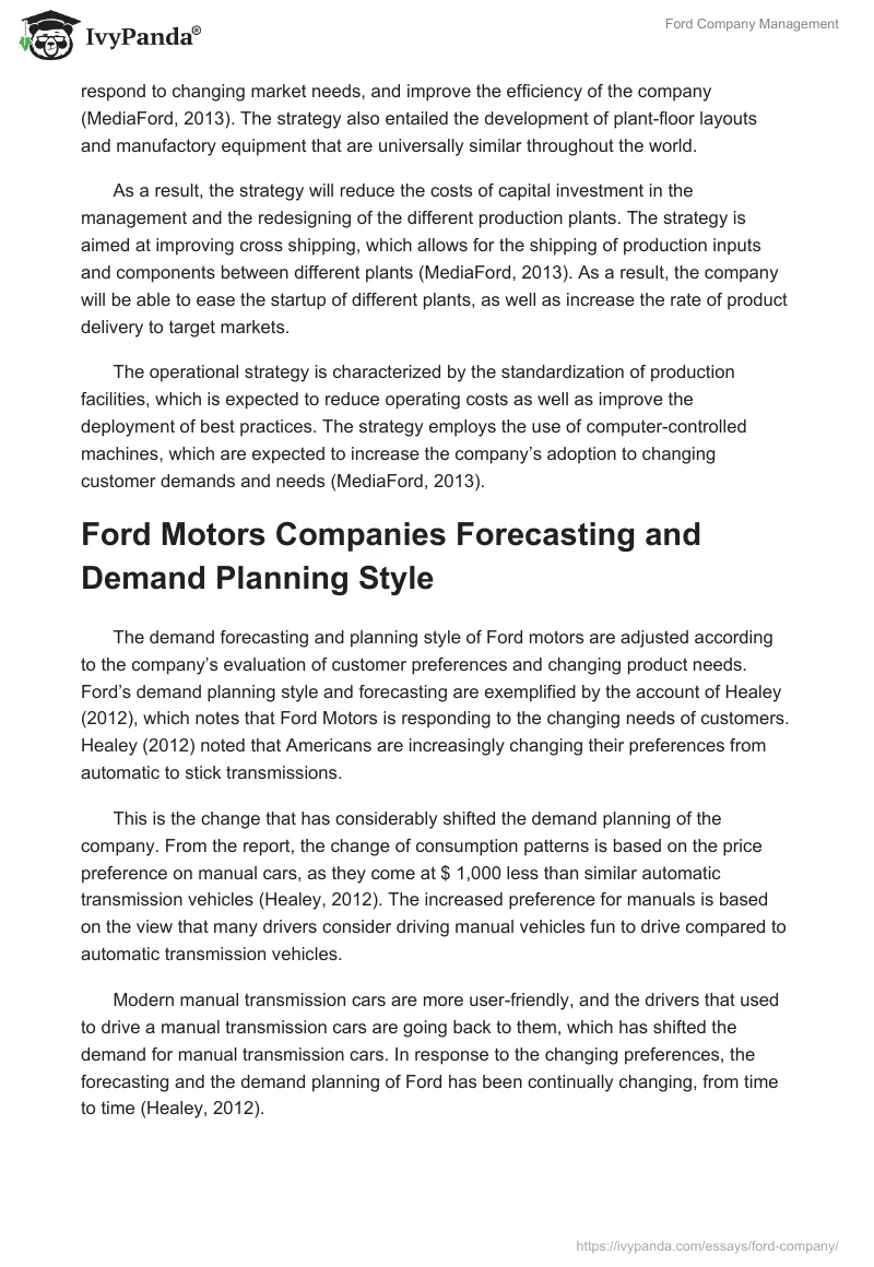 Ford Company Management. Page 5