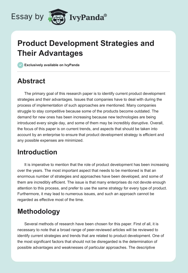 Product Development Strategies and Their Advantages. Page 1